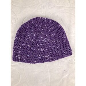Handmade Hat‎ Beanie Purple Speckled Crochet Chunky Knit Winter Skull Cap Mens